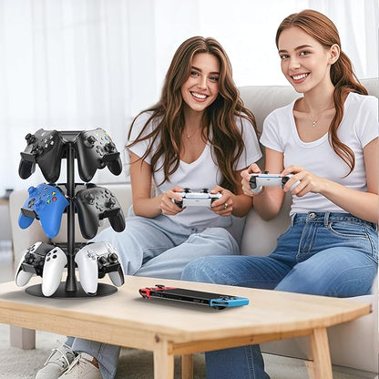 Headset Stand 3 Tiers for Desk, Rotatable Gaming Controller Stand for PS5/PS4/Xbox/Switch2/PS Portal/Phone, Universal PC Gamer Gift Accessory Controller/Headphone Holder for 9 Packs Controller