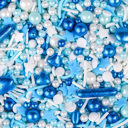 Blue Sprinkles for Cake Decorating 7ounce - Sprinkles for Cupcakes Topper Cookie - Galaxy Sprinkles Mix Cake Decorations for Kid's Birthday Christmas Party
