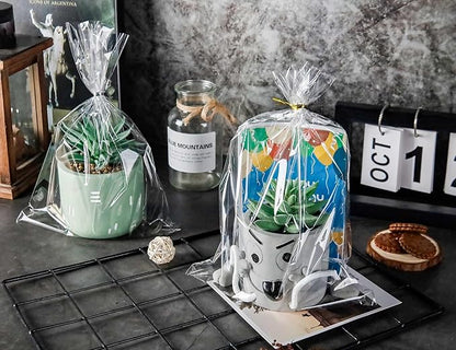 LOKIQNG Cellophane Bags Plastic Gift Bag Clear Cookie Treat Bags with Twist Ties for Party Favor Bag(100PACK, 8x11inch)