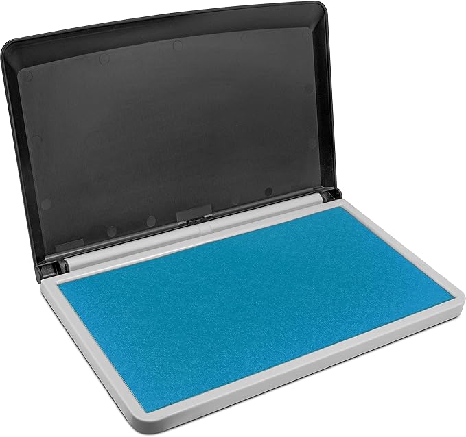 MaxMark Large Premium Light Blue Ink Stamp Pad - 3.5" x 6.25" - Quality Felt Pad
