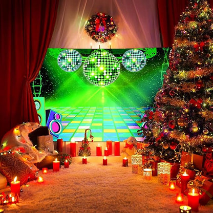 Dance Party Backdrop Retro 80s 90s Theme Stage Dance Ball Music Birthday Party Decoration DJ Photography Background 12 x 10 ft for Baby Shower Picture Photo Shoot Polyester Fabric, Blue