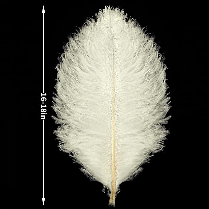 Beige Large Ostrich Feathers Bulk- 16-18 inches 10pcs for Wedding Party Centerpieces,Flower Arrangement and Home Decorations (Beige)