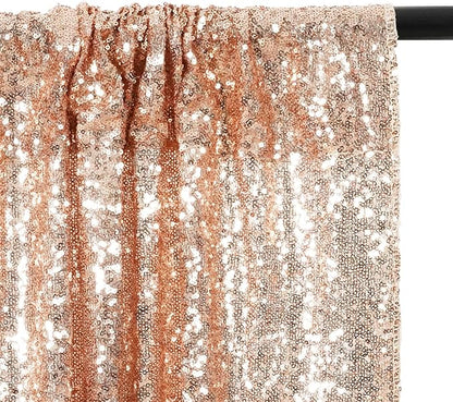 Eternal Beauty Rose Gold Sequin Backdrop, 7x7 Ft Glitter Background Curtains for Shimmer Photography Party Wedding Birthday Back Drop Decor