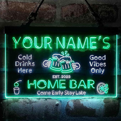 ADVPRO Personalized Your Name Custom Home Bar Beer Established Year Dual Color LED Neon Sign White & Green 16 x 12 Inches st6s43-p1-tm-wg