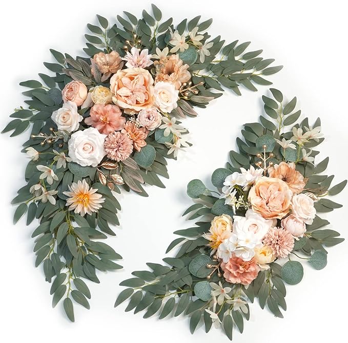 Artificial Wedding Arch Flowers Kit(Pack of 2) for Wedding Arch, Bridal Shower, Ceremony and Reception Backdrop Decoration (Coral Pink)
