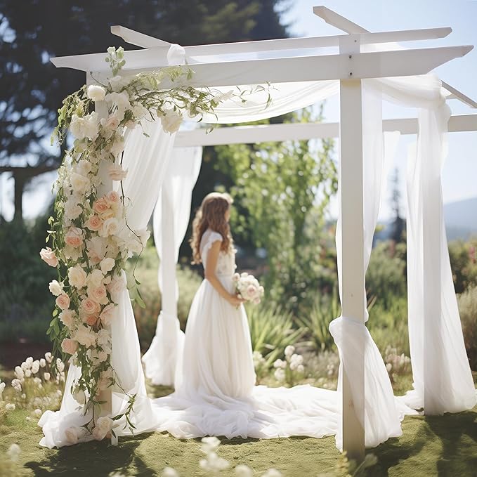 Wedding Arch Draping Fabric 2 Panels 30" X 20FT Sheer Arch Drapes Fabric White Backdrop Curtains for Wedding Arbor Ceremony Birthday Party