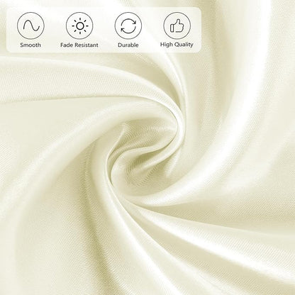 Ruisita 120 Inches Round Satin Tablecloths Ivory Overlay Round Satin Table Cover Bright Silk Smooth Fabric Tablecloth for Wedding Banquet Tables Decoration