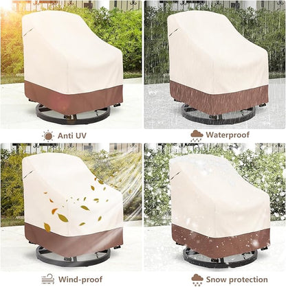 Outdoor Swivel Chair Cover 2 Pack,Outdoor Furniture Patio Chair Covers Waterproof Clearance,(35"W x 37"D x 38.5"H) Outdoor Lawn Patio Furniture Covers,Beige & Brown