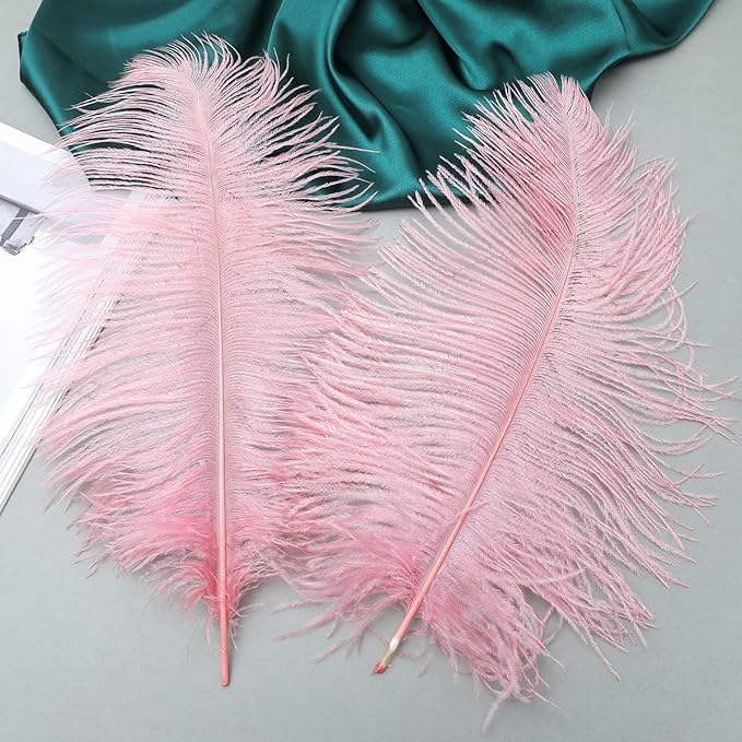Ballinger Lotus Pink Ostrich Feathers - 24Pcs 8-10inch Feathers for Crafts,Party Centerpieces,Wedding and Home Decor