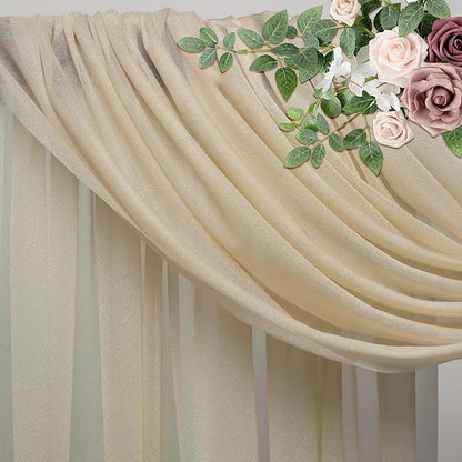 Wedding Arch Draping Fabric 4 Panels 28.7" x 20FT Champagne Sheer Chiffon Backdrop Drapes for Wedding Ceremony Birthday Party Bridal Shower Outdoor Decoration