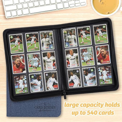 Trading Card Binder, Card Collection Binder with 540 Side Loading Pockets, 9 Pocket Album Folder for TGC,MTG, Baseball Cards, Yugioh (Blue)
