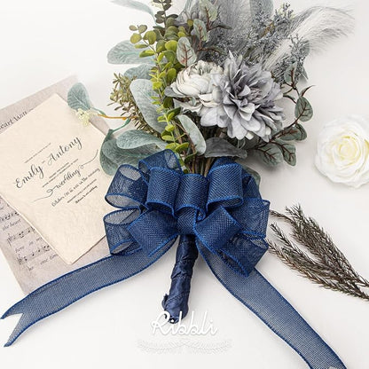 Ribbli Navy Burlap Wired Ribbon,1-1/2 Inch x 10 Yard, Wired Edge Ribbon for Big Bow,Wreath,Tree Decoration,Outdoor Decoration
