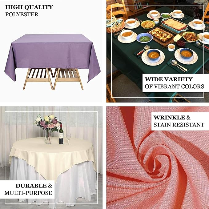 Efavormart 70" Premium Square Polyester Tablecloth for Wedding Kitchen Dining Events - Champagne