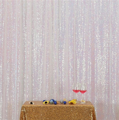 Eternal Beauty White Iridescent Sequin Backdrop, 10x10 Ft Glitter Background Curtains for Shimmer Photography Party Wedding Birthday Back Drop Decor