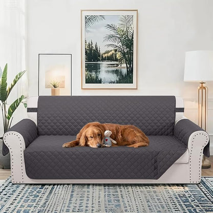 Reversible 4 Seater Sofa Cover 91 Inch Large Couch Cover Furniture Protector(Sofa XX-Large,Dark Grey/Dark Grey)