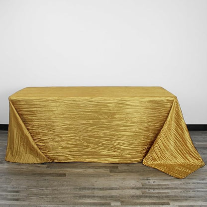 YOUR CHAIR COVERS - 90 x 156 inch Rectangular Crinkle Taffeta Tablecloth - Gold, Rectangle Table Linens for 8 ft Rectangular Tables, Wedding Crushed Table Cloth