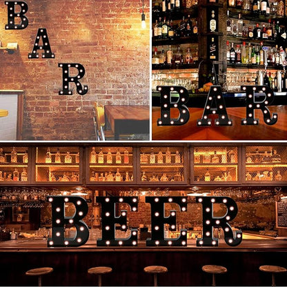 Light Up Black Alphabet Marquee Letters Sign LED Marquee Number Lights Sign for Night Light Home Bar Christmas Lamp Birthday Party Wedding Decoration S