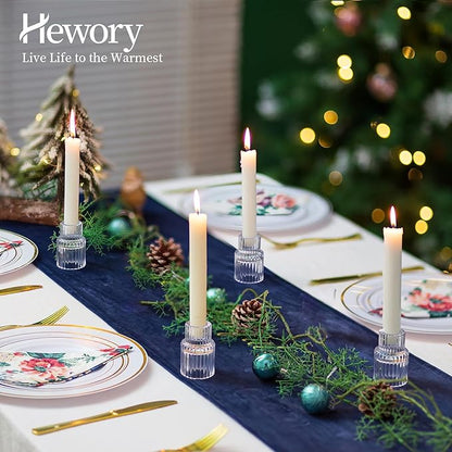 Candle Holder Glass Candlestick Holders: Hewory 20PCS Clear Taper Candle Holders Bulk for Table Centerpiece, Glass Candle Holder Candle Stick Holder Decor for Christmas Wedding Party Bridal Showers