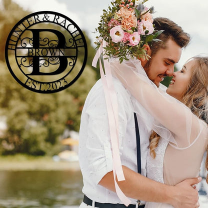 Custom Metal Sign - Family Name Sign - Personalized Metal Signs for Outdoor - Split Letter Monogram Wall Decor - Metal Wall Art - Wedding Gift for Couples