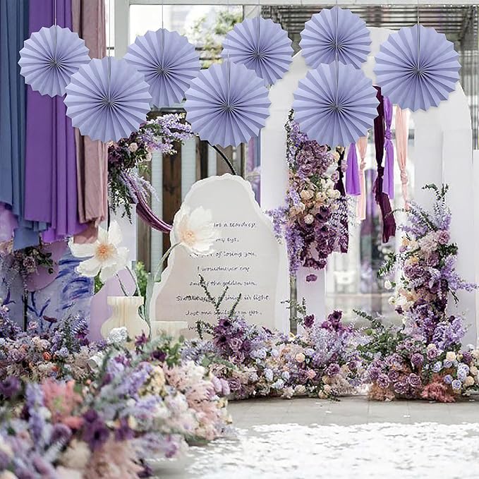 Purple Birthday Decorations,DIY Purple Paper Fans Hanging Decoration ,Party Decorations for Adults 12in,Little Mermaid Party Decor,Baby Shower Decorations 30 Color DIY Set (Light Purple)