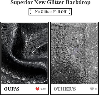 Outpain Thick 30 ft x 10 ft Black Sequin Backdrop Curtain for Parties, Wrinkle Free Glitter Photo Backdrop Drapes 6 Panels 5x10ft Black Back Drop Cloth for Wedding Christmas Photography Background