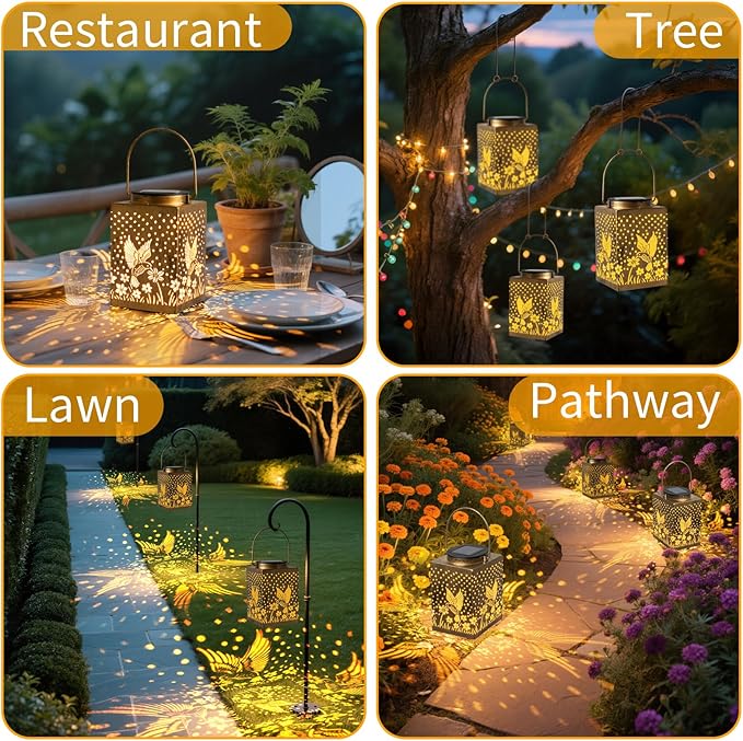 2 Pack Bronze Solar Lights Outdoor Waterproof Decorative - Gifts for Women Mom Grandma, Hummingbird Garden Decor for Yard, Patio,Backyard, Porch , Garden (Hummingbird)
