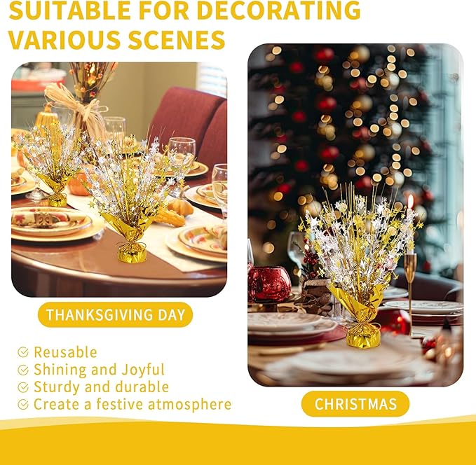 6 Pack Star Table Centerpieces for Party, Birthday Table Decorations for Kids Adults, Party Centerpieces for Tables for Wedding Baby Shower Graduation Holiday Event (Gold Silver)