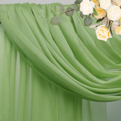 Wokceer Wedding Arch Draping 3 Panels 28.7" x 20FT Sage Green Sheer Fabric Backdrop for Ceremony, Birthday Party, Bridal Shower Decoration