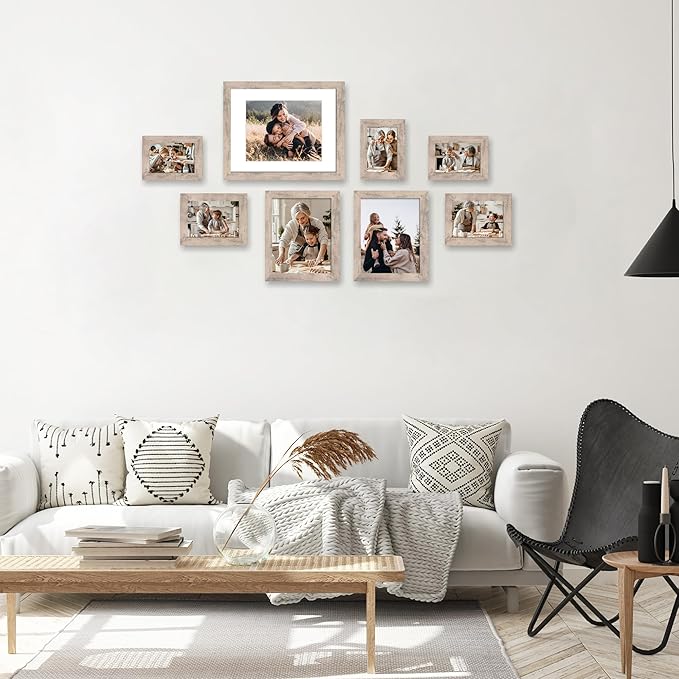 4x6 Picture Frame Set of 4, High Definition Real Glass Smoke Gray Frame, 4 x 6 Wood Photo Frames for Tabletop Display and Wall Mounting