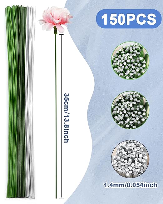 120 PCS FIVEIZERO 18 Gauge MixColor Floral Wire Stems for Artificial Flower Making,Florist Wire,Flower Wires for Crafts,Alambre para Flores for Wreaths, Flower Arrangements and DIY Projects