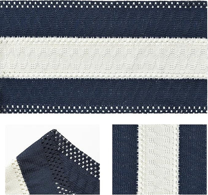 Artoid Mode Dark Blue Farmhouse Rustic Table Runner, Seasonal Hollow Kitchen Dining Table Decoration for Home Party Decor 12x60 Inch