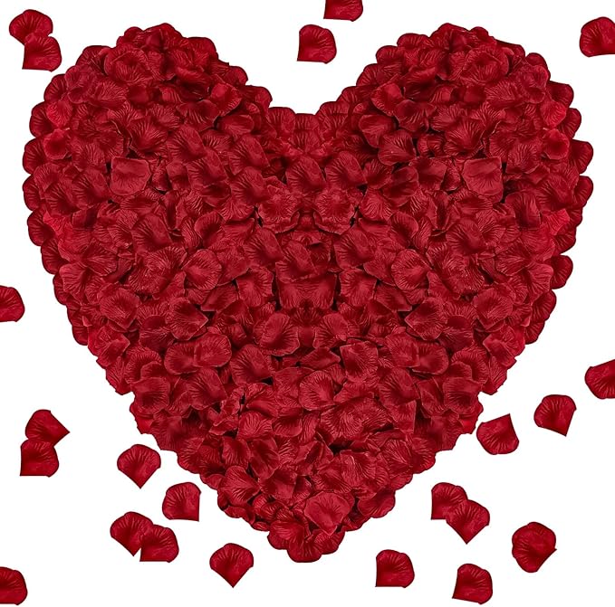 2000 Pcs Rose Petals, Artificial Flower Petals Fake Rose Petals for Romantic Night,Wedding,Proposal Anniversary Flower Decorations(Dark Red, 2000pcs)
