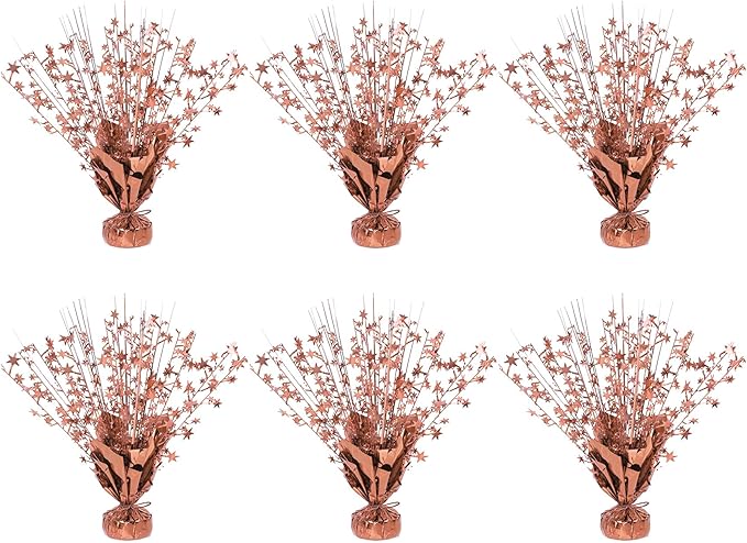 6 Pack Star Table Centerpieces for Party, Birthday Table Decorations for Kids Adults, Party Centerpieces for Tables for Wedding Baby Shower Graduation Holiday Event (Rose Gold)