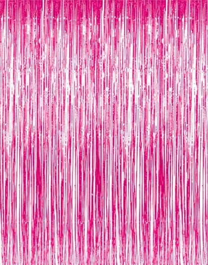GOER 6.4 ft x 8.2 ft Metallic Tinsel Foil Fringe Curtains,Pack of 2 Party Streamer Backdrop for Galentines Day,Birthday,Graduation Decorations and New Year Eve (Hot Pink)
