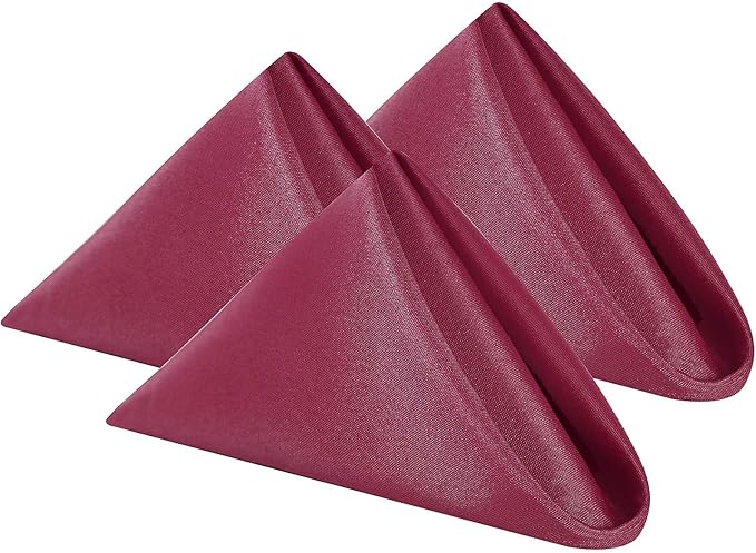Cloth Napkins 20x20 inch Washable Polyester Dinner Napkins Soft Table Napkins for Wedding Party Dining Banquet(Burgundy,25PCS)