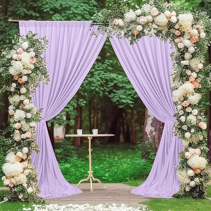 MEETSKY Lavender Backdrop Curtain for Parties Wedding Light Purple Background Curtains Backdrop Rod Pocket Drapes Fabric Decoration for Birthday Gril Party Baby Shower Photoshoot, 5ft x 7ft, 2 Panels