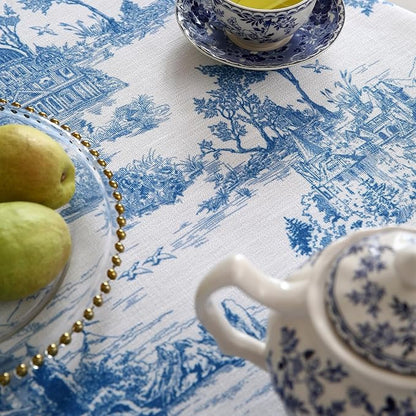 patdrea Designer Vintage Linen Small Round Tablecloth,Cya Ancient Castle and Manor Pattern Tablecloths,Elegant Table Cover Decor for Kitchen Dining Christmas,Thanksgiving,Diameter 55"-Lucerne a