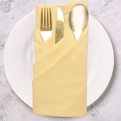 Urban Villa Fall Cloth Napkins 100% Cotton Slub Absorbent Dinner Napkins (Set of 12) Oversized 20x20 Inches Solid Yellow Color Soft Durable Reusable Washable Ideal for Everyday Use Wedding Parties