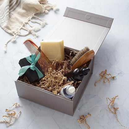 CECOBOX - Gift Boxes with Lids for Presents 6"x6"x2.75" - Matte, Collapsible Magnetic Closure Gift Box - Groomsmen & Bridesmaid Proposal Boxes, Wedding, PR, Birthdays, Holidays (Silver)