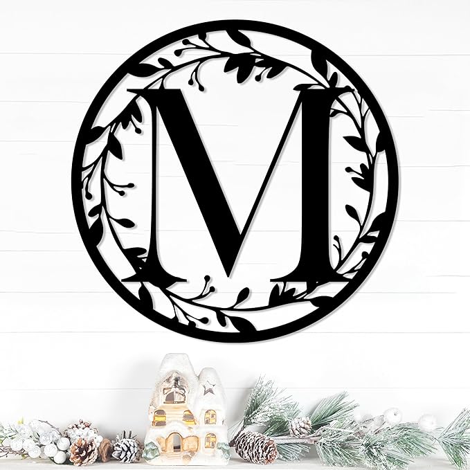 Personalized Metal Name Signs, Split Letter Monogram Wall Decor, Custom Last Name Sign, Family Name Sign for Outdoor, Personalized Wedding Gift, Garden Decor, Metal Wall Art, Housewarming Gift (MonogramDesign_9)