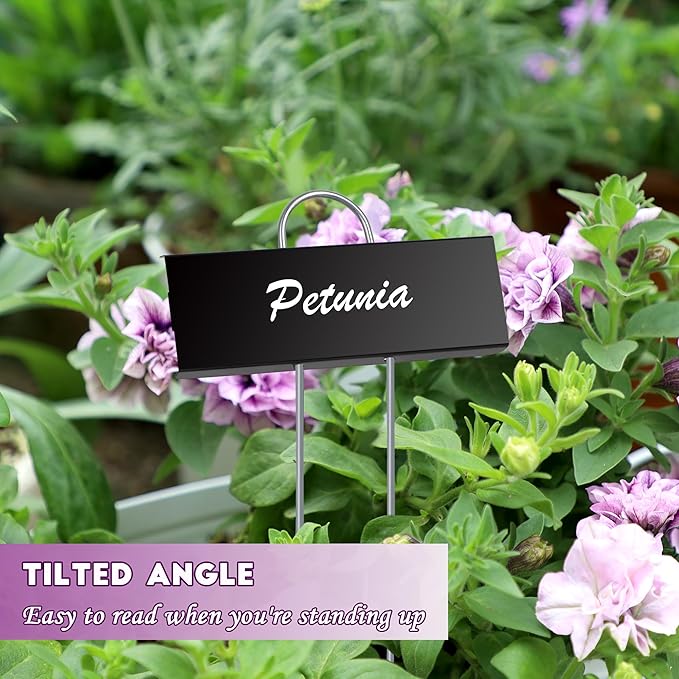 FORUP Metal Plant Labels, 30 Pack Garden Label Markers, Weatherproof Garden Stake Tags, Reusable Planting Gardening Markers, Black