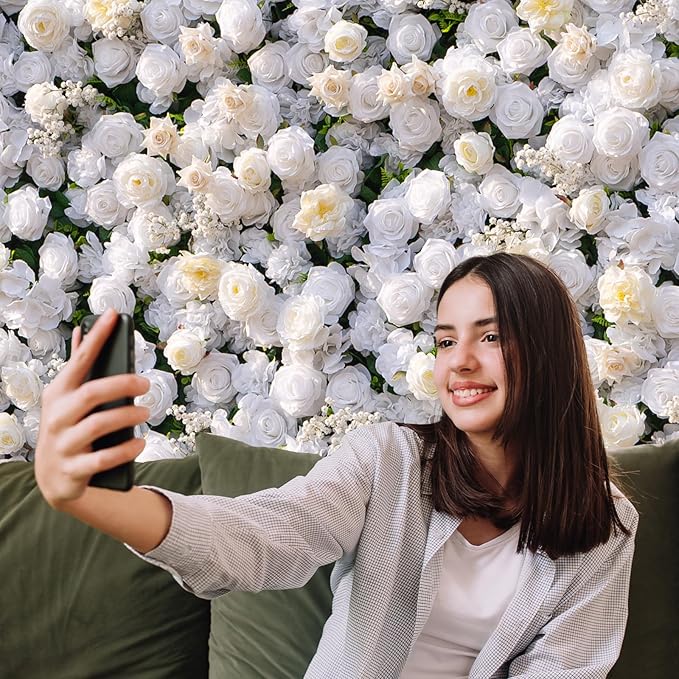 Artificial Luxury‌ Flower Wall Panels, Gorgeous 3D Silk Floral Backdrop for Wedding, Baby Show, Party and Home Decor, Quick Assembly/Storage, Eco ＆ Pet Friendly, 2 pcs, Each Panel 2 * 8 ft.