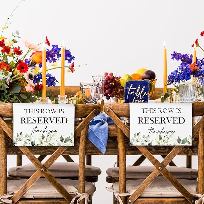 Reserved Seating Chair Signs, This Row Is Reserved Pew Cloths Seating Placeholder for Church Pews, Wedding Decorations for Reception Parties Celebrations Event Meetings (8 PCS, Green)