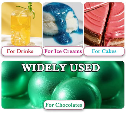 Edible Silver Glitter Paint - 2 fl.oz / 60ml Food Safe Edible Paint for Cake Decorating, Chocolate, Cocktail, Cupcakes - Silver Edibles Glitter Liquid Luster Dust for Halloween Candy, Drinks, Baking