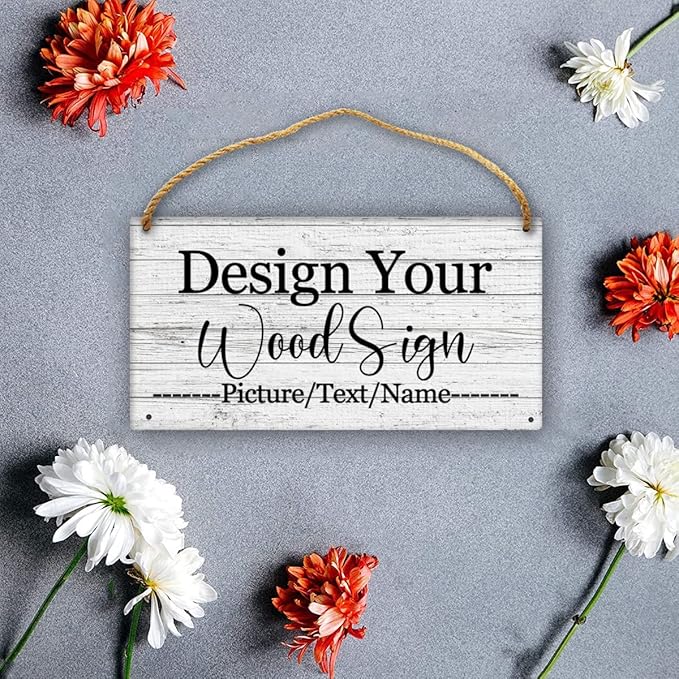 Custom Personalized Board Hanging Wood Sign, Design Your Welcome Sign, Customizable Wall Plaque, House Wood Sign for Garden Yard Home Farmhouse 9.8x5.1 inch