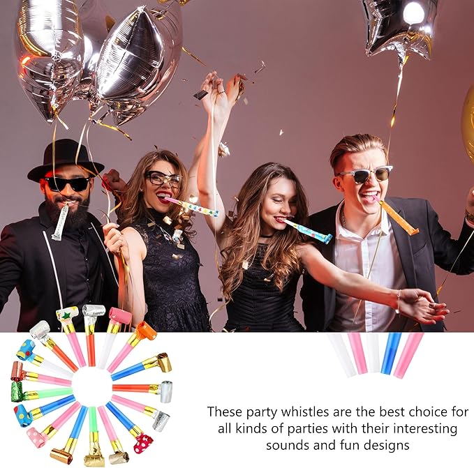160 Pack Party Blowouts Noisemakers Colorful Party Whistles Blower Funny Birthday Blow Horns Bulk for Birthday New Years Party Favors