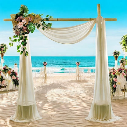 MDS Halloween Chiffon Draping Fabric - 1 Panel, 30" Wide x 30ft Long - Sheer Spooky Arbor & Canopy Drapery for Haunted House Backdrops, Party Ceilings, DIY Costumes & Themed Events - Champagne Gold