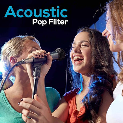 Pyle Dynamic Microphone and Tripod Stand-Height Adjustable from 2.6' to 5.1 Telescoping Boom Arm Mic Length 7.48'' Inch w/Acoustic Pop Filter-Includes 15' ft XLR Cable PMKSM20, Black