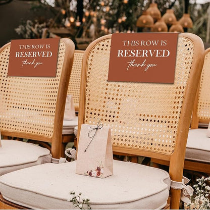 Reserved Seating Chair Signs, This Row Is Reserved Pew Cloths Seating Placeholder for Church Pews, Fall Terracotta Wedding Decorations for Reception Parties Event (Burnt Orange, 4 PCS)