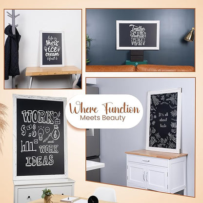 Loddie Doddie Magnetic Boards for Walls - 20" x 30" Rustic White Wood Frame - Erasable Surface & Holds Magnets - Note & Photo Display - Easy Hang with Included Hardware